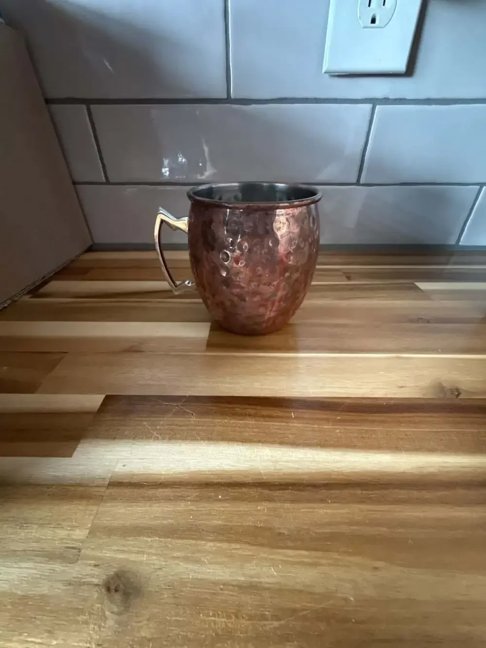 Hammered Copper Moscow Mule Mug With Brass Handle